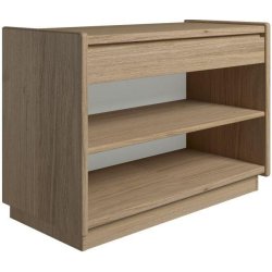 Krone 80 cm bredt sengebord  i olieret egefiner med 1 skuffe og 1 hylde  - Dansk produceret.