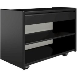 Krone 80 cm bredt sengebord sort lakeret med 1 hylde og 1 skuffe  - Dansk produceret.