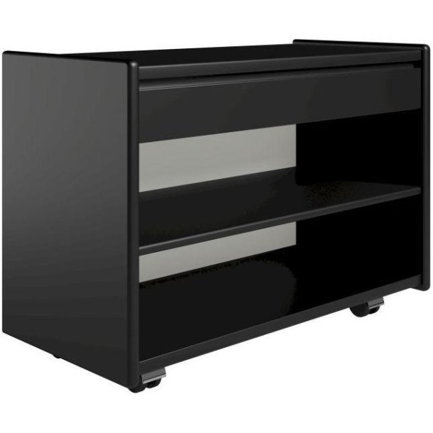 Krone 80 cm bredt sengebord sort lakeret med 1 hylde og 1 skuffe  - Dansk produceret.