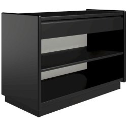 Krone 80 cm bredt sengebord sort lakeret med 1 hylde og 1 skuffe  - Dansk produceret.