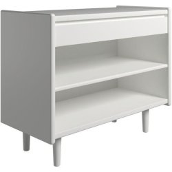 Krone 80 cm bredt hvidlakeret sengebord  med 1 skuffe og 1 hylde  - Dansk produceret.