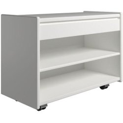 Krone 80 cm bredt hvidlakeret sengebord  med 1 skuffe og 1 hylde  - Dansk produceret.