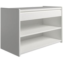 Krone 80 cm bredt hvidlakeret sengebord  med 1 skuffe og 1 hylde  - Dansk produceret.