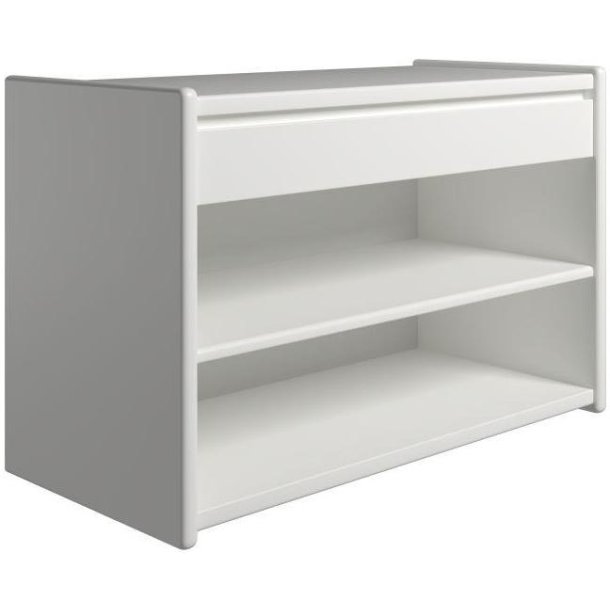 Krone 80 cm bredt hvidlakeret sengebord  med 1 skuffe og 1 hylde  - Dansk produceret.