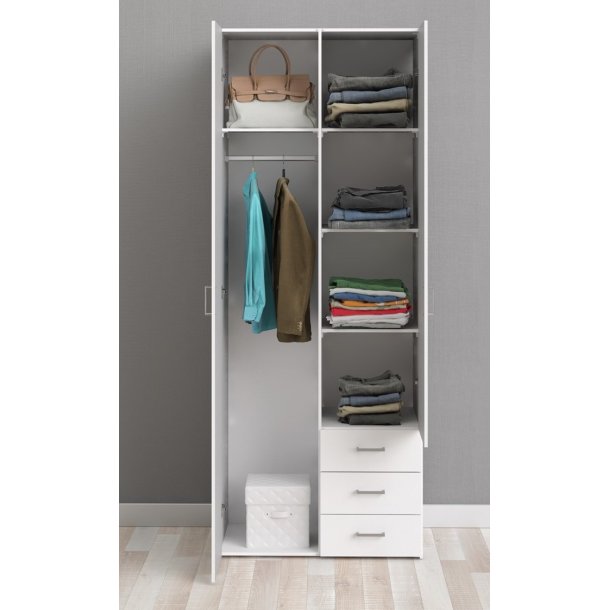 Saga 200 garderobeskab 78 cm bredt, 2 dr og 3 skuffer
