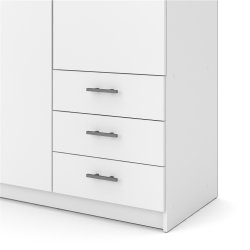 Dana hvidt garderobeskab 98,5 cm bredt med 2 dre og 3 skuffer.