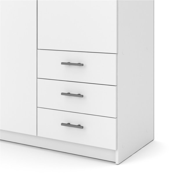 Dana hvidt garderobeskab 98,5 cm bredt med 2 dre og 3 skuffer.