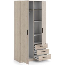 Dana garderobeskab ege look 98,5 cm bredt med 2 dre og 3 skuffer.