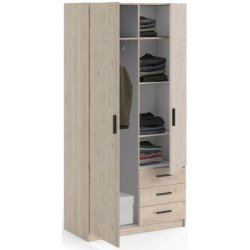 Dana garderobeskab ege look 98,5 cm bredt med 2 dre og 3 skuffer.