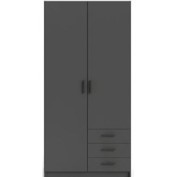 Dana mat gr garderobeskab 98,5 cm bredt med 2 dre og 3 skuffer.