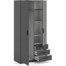 Dana mat gr garderobeskab 98,5 cm bredt med 2 dre og 3 skuffer.