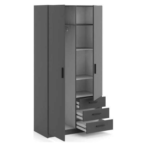 Dana mat gr garderobeskab 98,5 cm bredt med 2 dre og 3 skuffer.