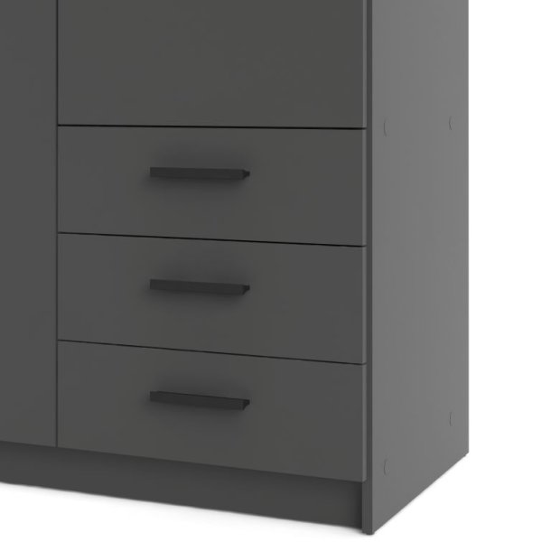 Dana mat gr garderobeskab 98,5 cm bredt med 2 dre og 3 skuffer.