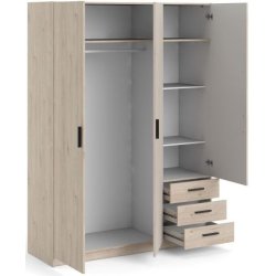 Dana garderobeskab ege look 147 cm bredt med 3 dre og 3 skuffer.