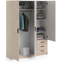 Dana garderobeskab ege look 147 cm bredt med 3 dre og 3 skuffer.