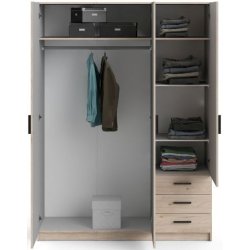 Dana garderobeskab ege look 147 cm bredt med 3 dre og 3 skuffer.