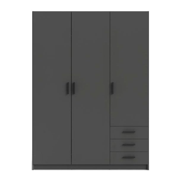 Dana mat gr garderobeskab 147 cm bredt med 3 dre og 3 skuffer.