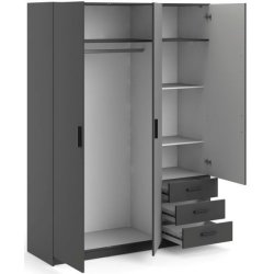 Dana mat gr garderobeskab 147 cm bredt med 3 dre og 3 skuffer.