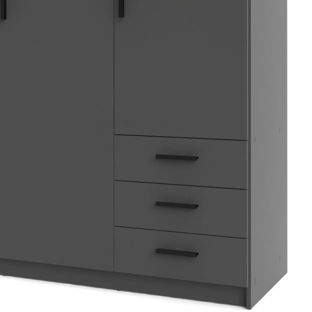 Dana mat gr garderobeskab 147 cm bredt med 3 dre og 3 skuffer.