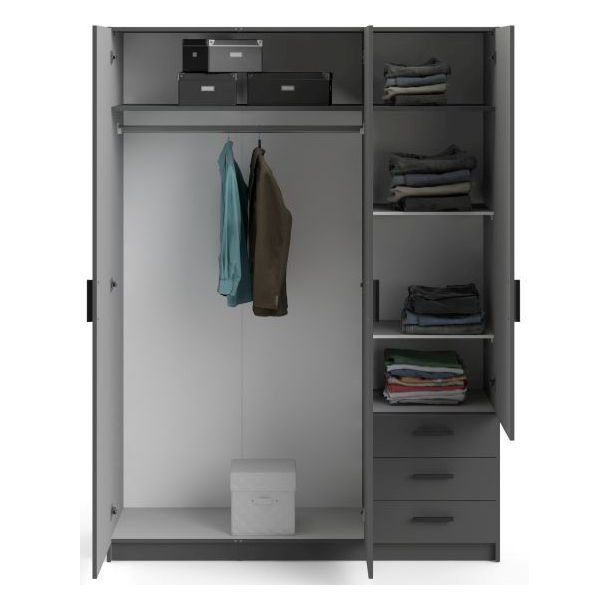 Dana mat gr garderobeskab 147 cm bredt med 3 dre og 3 skuffer.