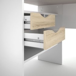 Prestige skrivebord 145 x 81 cm hvid eg med 2 skuffer.