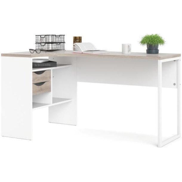 Prestige skrivebord 145 x 81 cm hvid trffel med 2 skuffer.