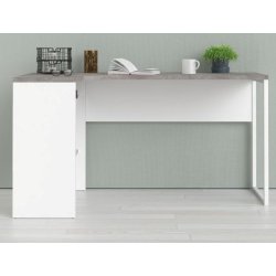 Prestige skrivebord 145 x 81 cm hvid og med beton look med 2 skuffer.