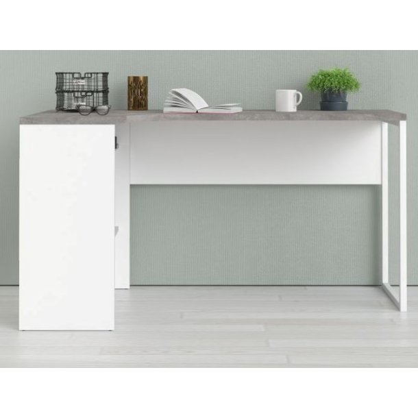 Prestige skrivebord 145 x 81 cm hvid og med beton look med 2 skuffer.