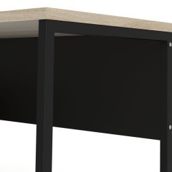 Prestige skrivebord 145 x 81 cm mat sort stel og med ege look bordplade.