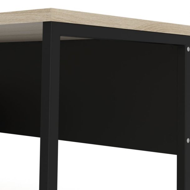 Prestige skrivebord 145 x 81 cm mat sort stel og med ege look bordplade.