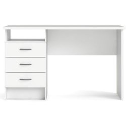 Prestige hvidt skrivebord 120 x 48 cm med 3 skuffer og 1 bent rum.