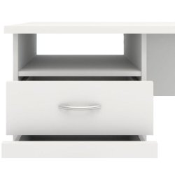 Prestige hvidt skrivebord 120 x 48 cm med 3 skuffer og 1 bent rum.