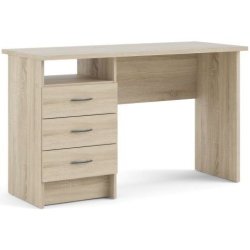 Prestige skrivebord i ege look 120 x 48 cm med 3 skuffer og 1 bent rum.