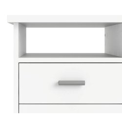 Prestige hvidt skrivebord 110 x 48 cm med 4 skuffer og 1 bent rum.