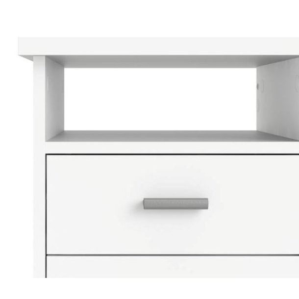 Prestige hvidt skrivebord 110 x 48 cm med 4 skuffer og 1 bent rum.
