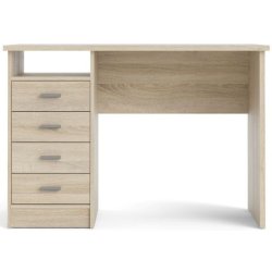 Prestige skrivebord i ege look 110 x 48 cm med 4 skuffer og 1 bent rum.