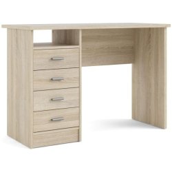 Prestige skrivebord i ege look 110 x 48 cm med 4 skuffer og 1 bent rum.