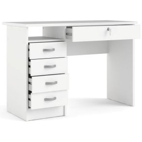 Prestige hvidt skrivebord 109 x 48 cm med 5 skuffer.