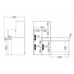 Prestige skrivebord sammenbygget med opbevaringsreol i hvid og ege struktur.