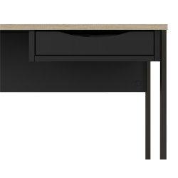 Prestige sort skrivebord 130 x 48 cm med 1 skuffe og metalstel.