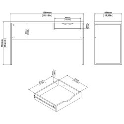 Prestige sort skrivebord 130 x 48 cm med 1 skuffe og metalstel.