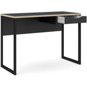 Prestige sort skrivebord 110 x 48 cm med 1 skuffe og metalstel.