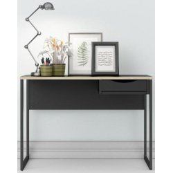 Prestige sort skrivebord 110 x 48 cm med 1 skuffe og metalstel.