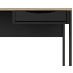 Prestige sort skrivebord 110 x 48 cm med 1 skuffe og metalstel.