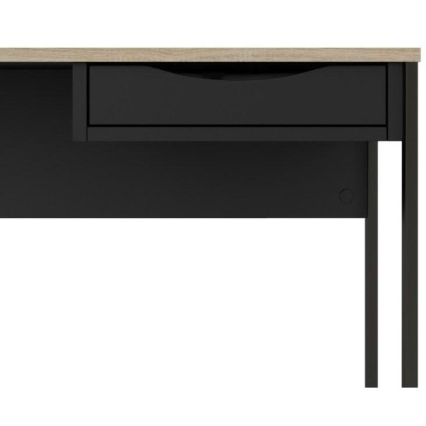 Prestige sort skrivebord 110 x 48 cm med 1 skuffe og metalstel.