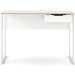 Prestige mat hvidt skrivebord 110 x 48 cm med 1 skuffe og metalstel.