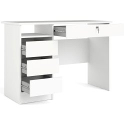 Prestige hvidt skrivebord 110 x 49 cm med 4 skuffer.