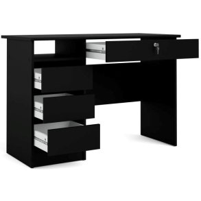 Prestige mat sort skrivebord 110 x 49 cm med 4 skuffer.