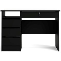 Prestige mat sort skrivebord 110 x 49 cm med 4 skuffer.