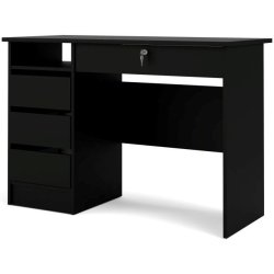 Prestige mat sort skrivebord 110 x 49 cm med 4 skuffer.